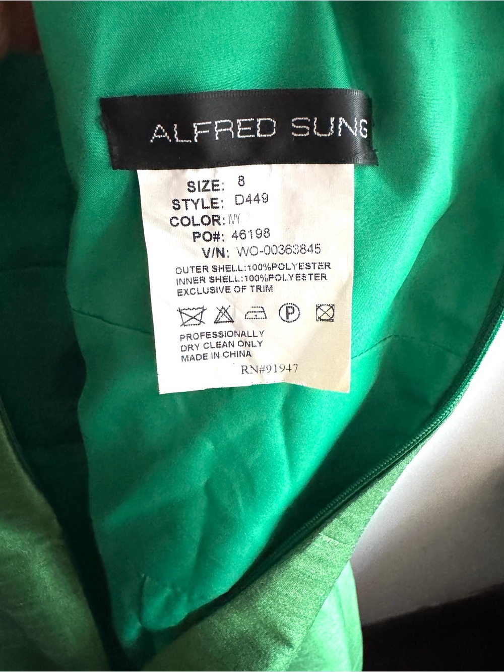 Alfred Sung Women’s' Emerald Green Fit-and-Flare Dress - Picture 8 of 8